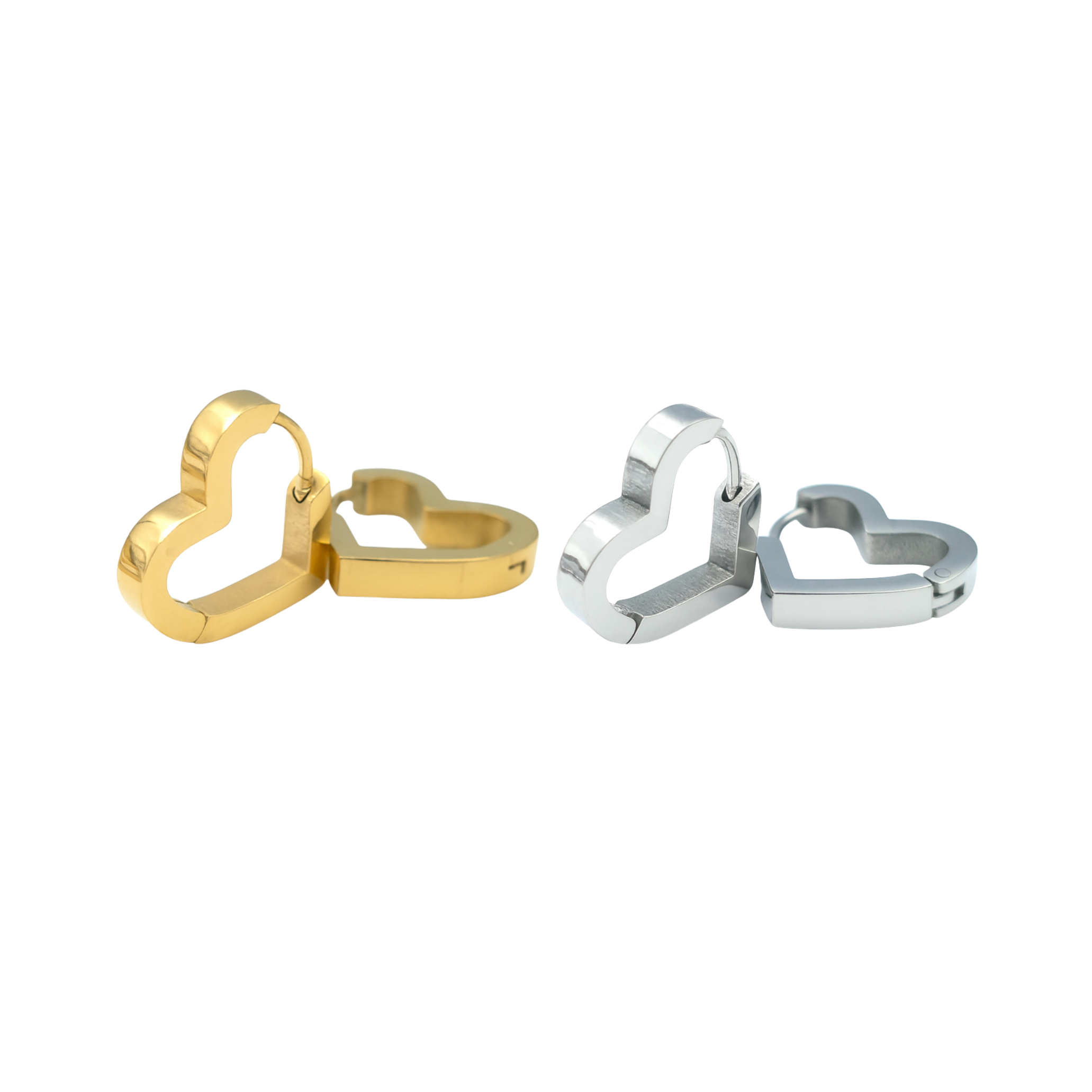 Oorringen set - Roestvrij staal - Hartvormig