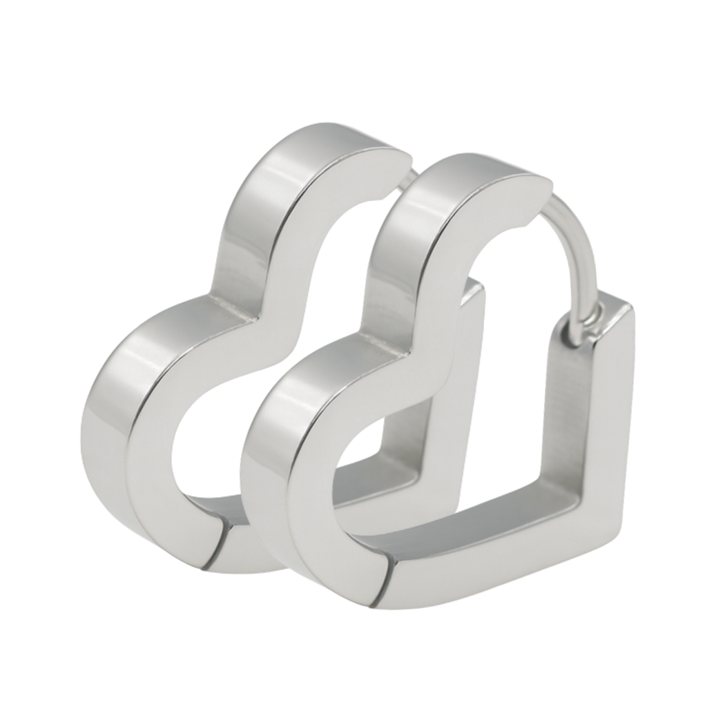 Oorringen set - Roestvrij staal - Hartvormig