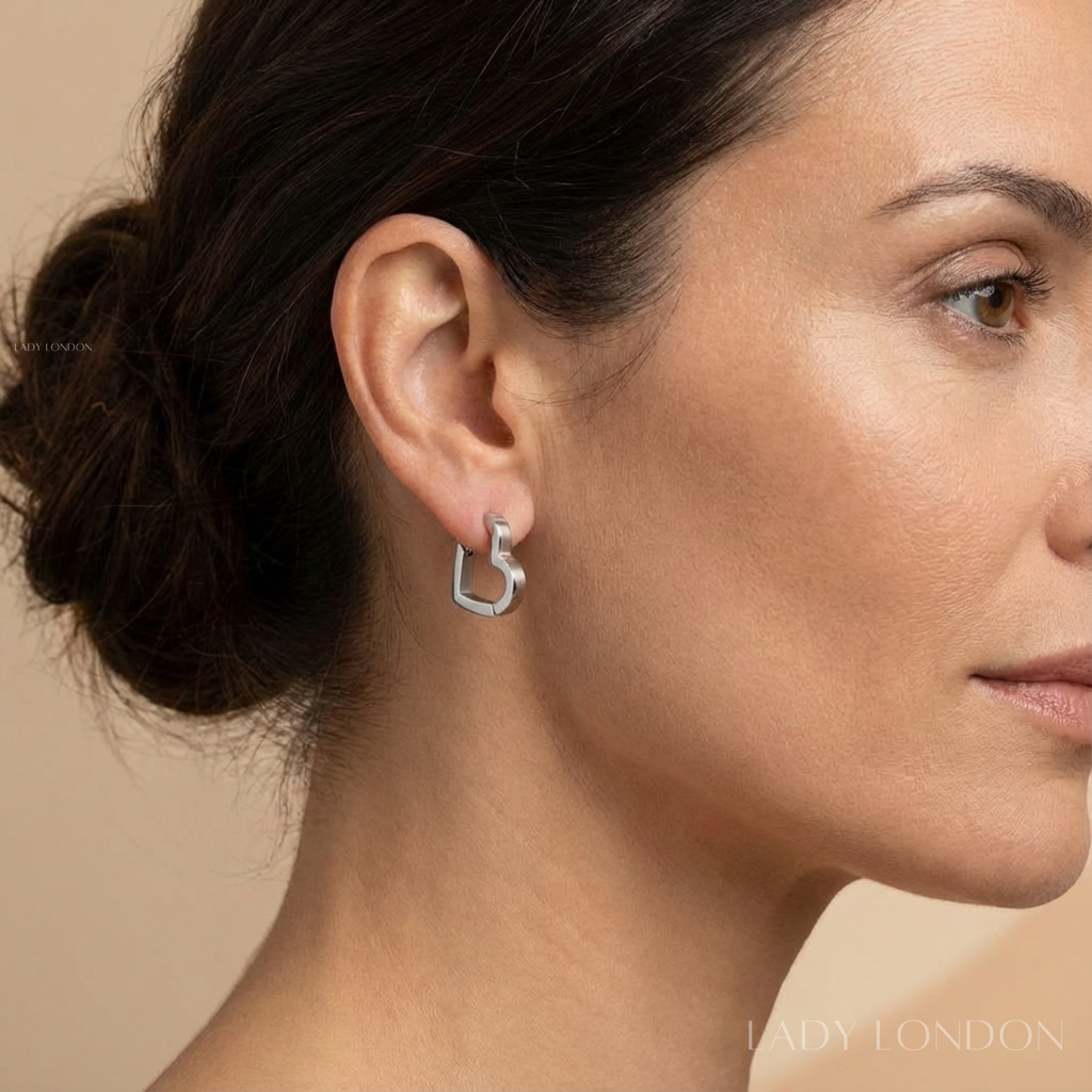 Oorringen set - Roestvrij staal - Hartvormig