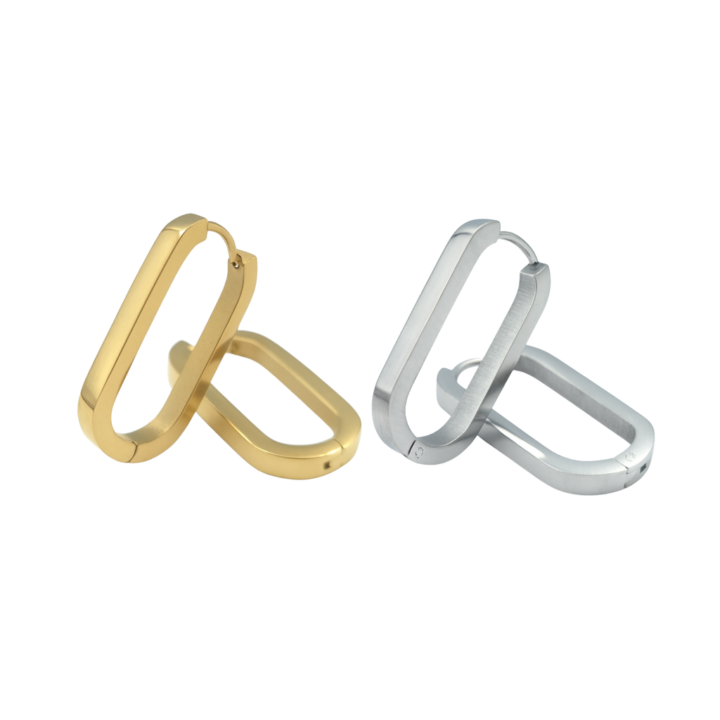 Oorringen set - Roestvrij staal - Ovaal