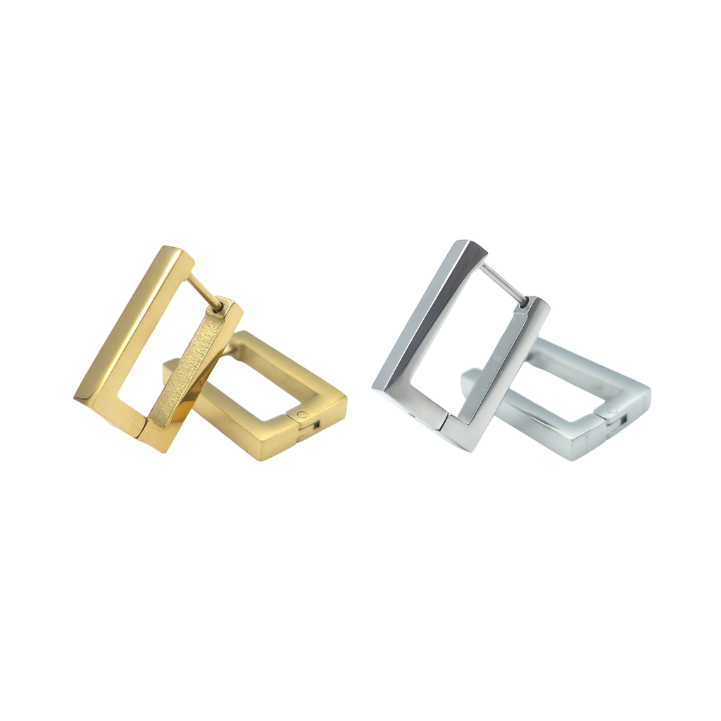 Oorringen set - Roestvrij staal - Rechthoek