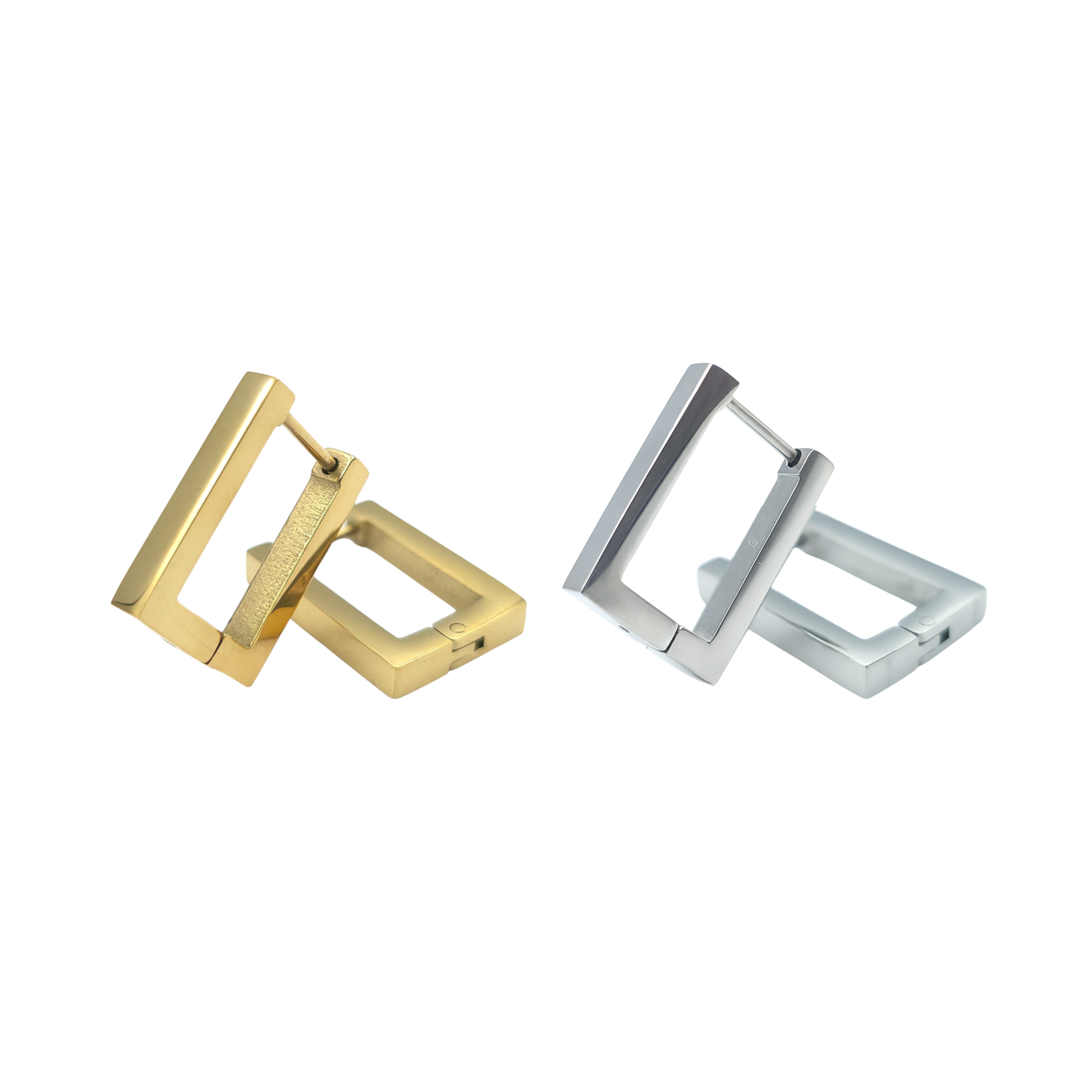 Oorringen set - Roestvrij staal - Rechthoek