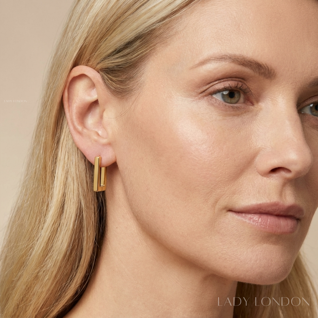 Oorringen set - Roestvrij staal - Rechthoek