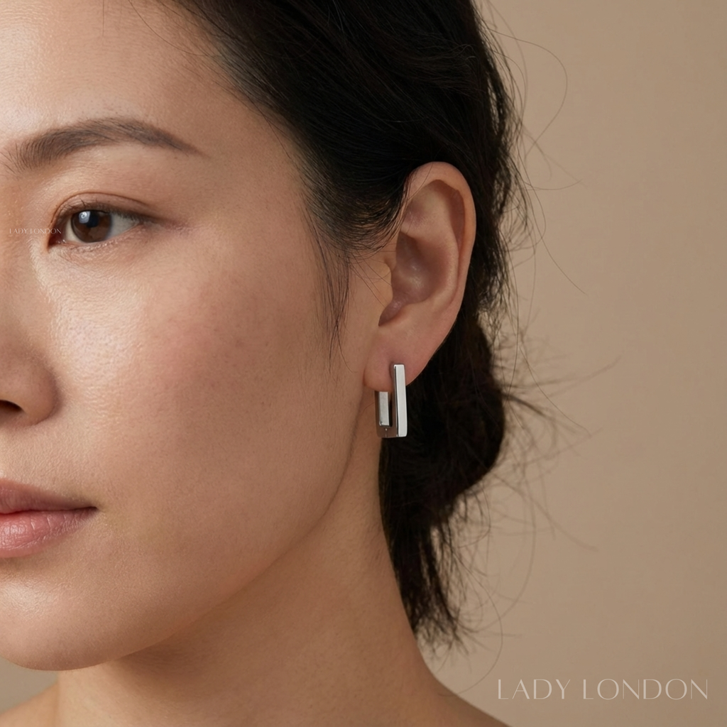 Oorringen set - Roestvrij staal - Rechthoek