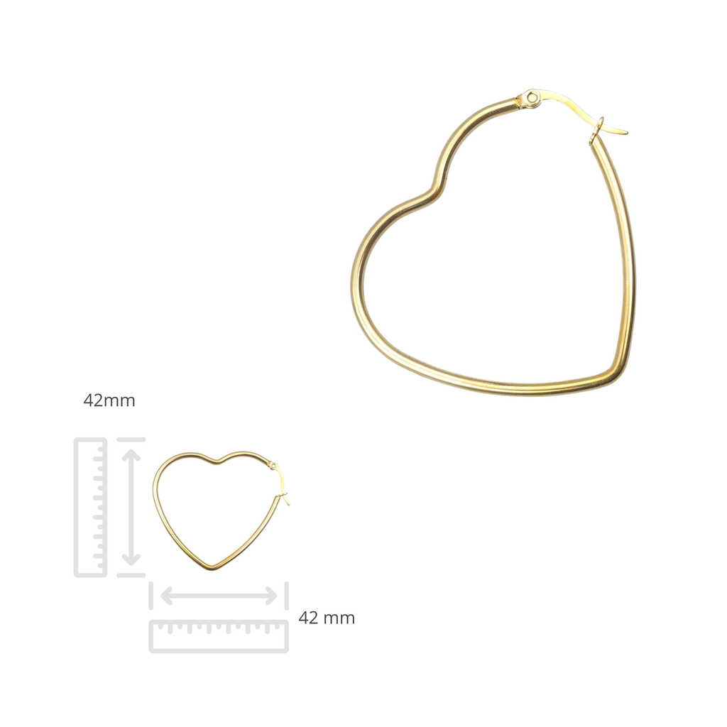 Oorringen set - Roestvrij staal - Hartvormig