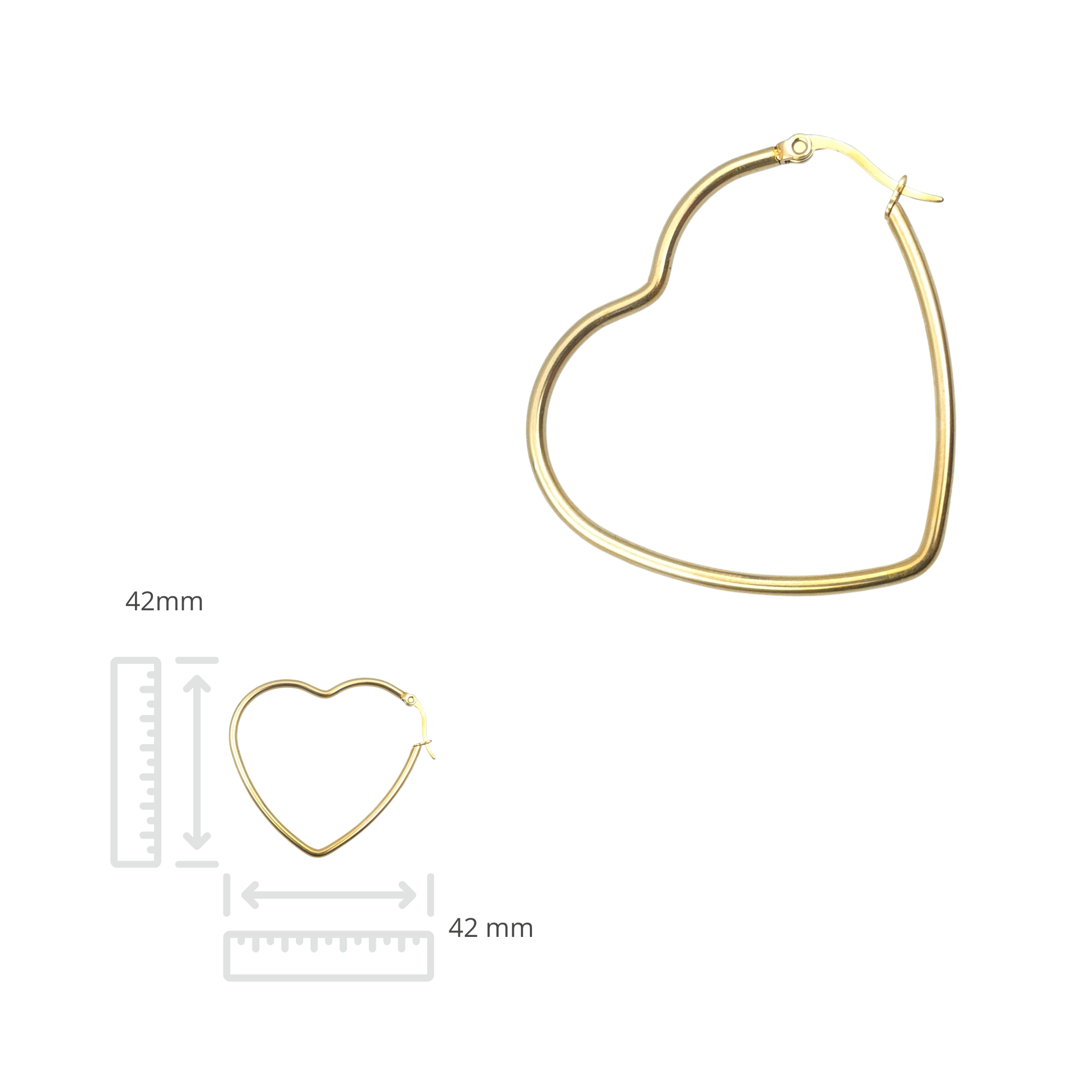 Oorringen set - Roestvrij staal - Hartvormig