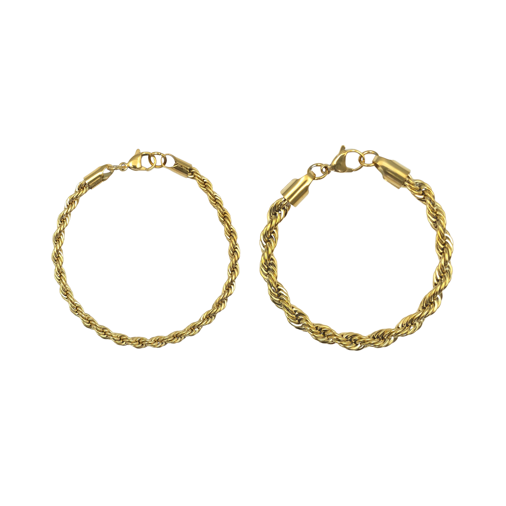 Schakelarmband set - Roestvrij staal - 18 cm - 4 mm en 6 mm