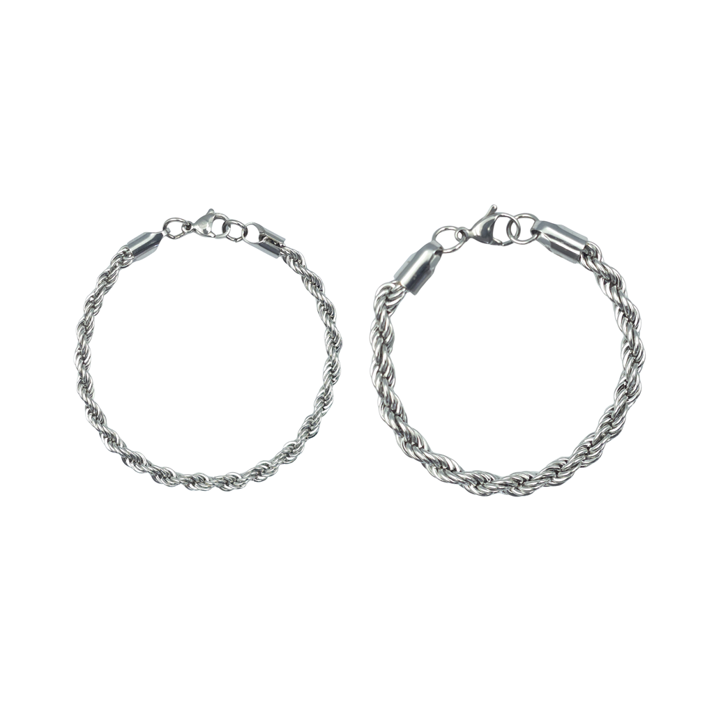 Schakelarmband set - Roestvrij staal - 18 cm - 4 mm en 6 mm