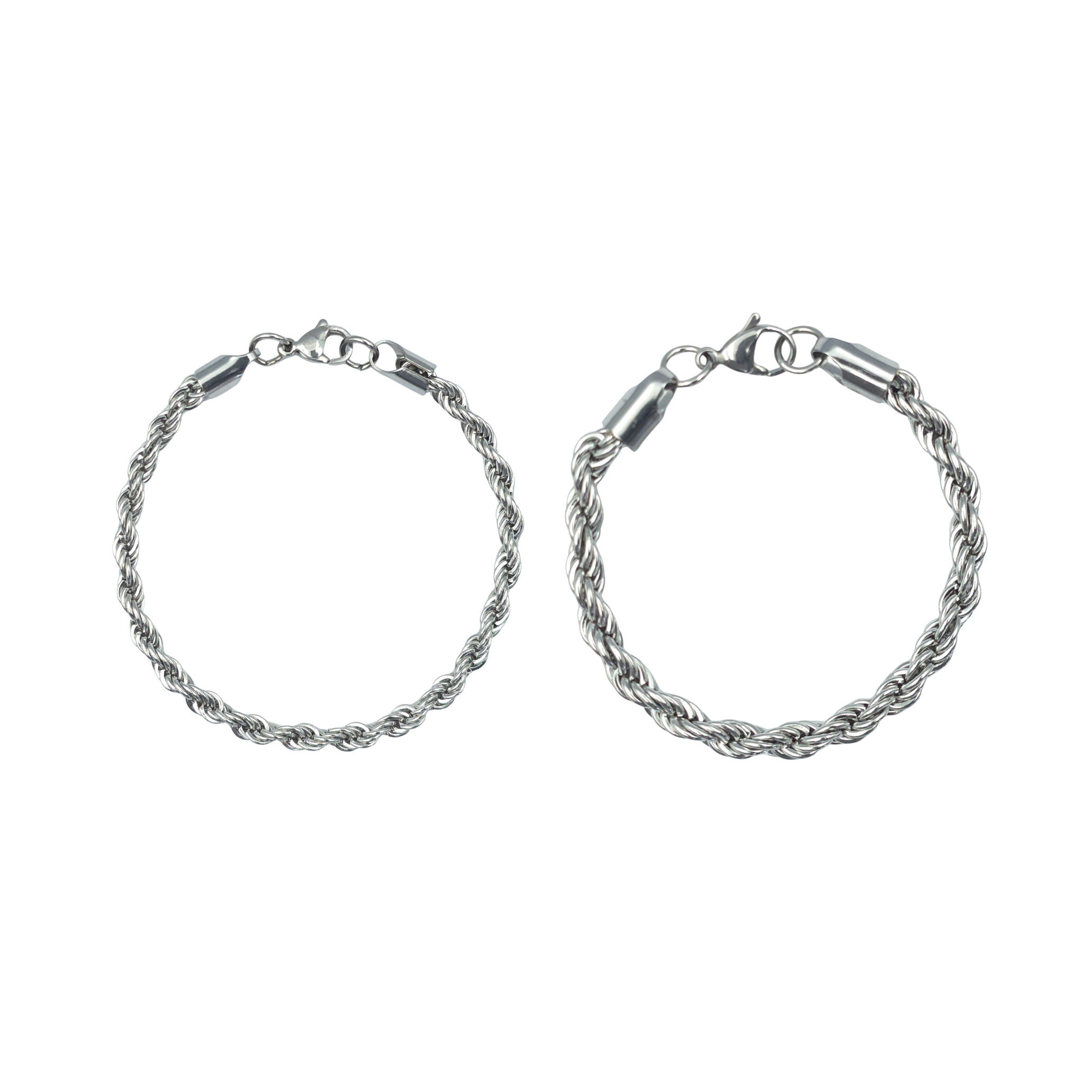 Schakelarmband set - Roestvrij staal - 18 cm - 4 mm en 6 mm