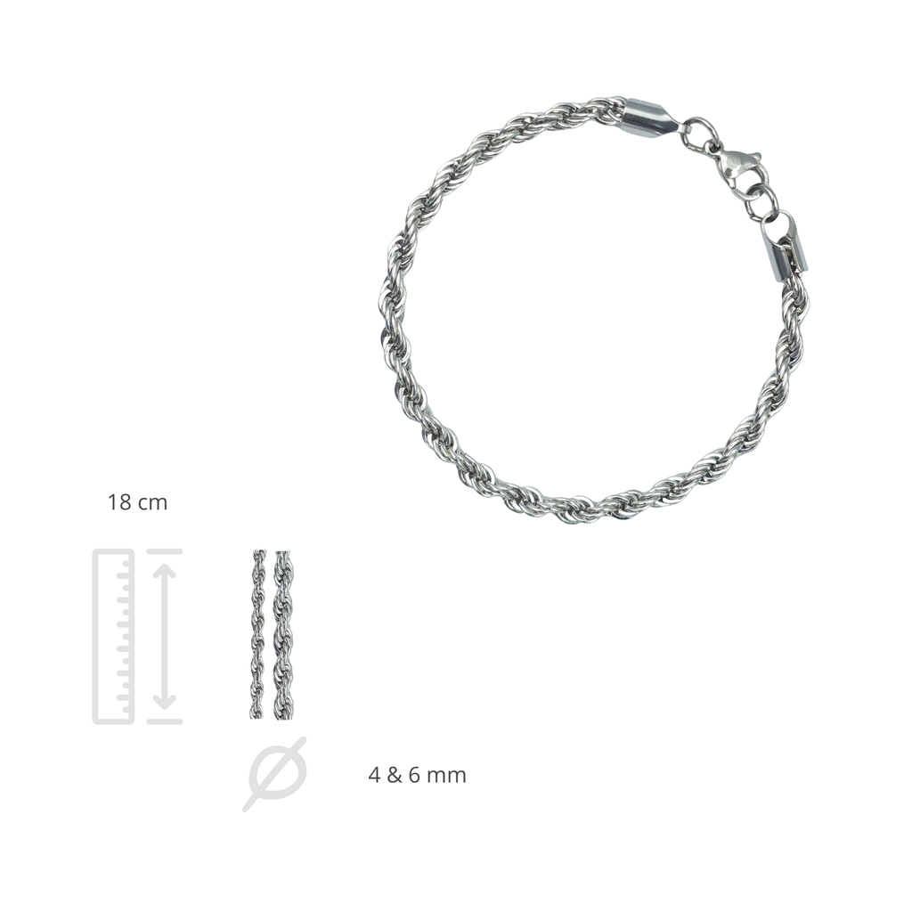 Schakelarmband set - Roestvrij staal - 18 cm - 4 mm en 6 mm