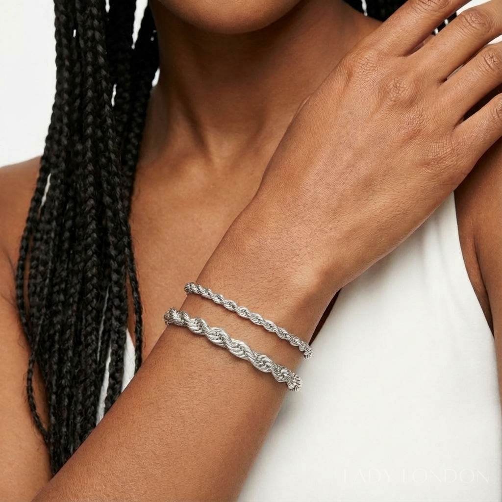 Schakelarmband set - Roestvrij staal - 18 cm - 4 mm en 6 mm