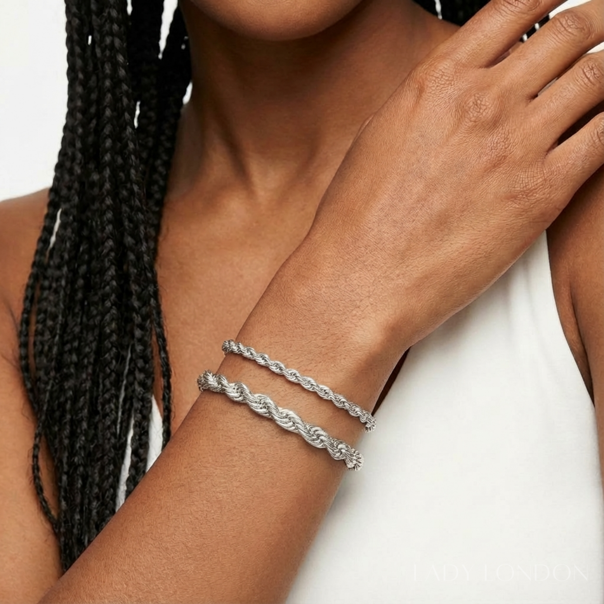 Schakelarmband set - Roestvrij staal - 18 cm - 4 mm en 6 mm