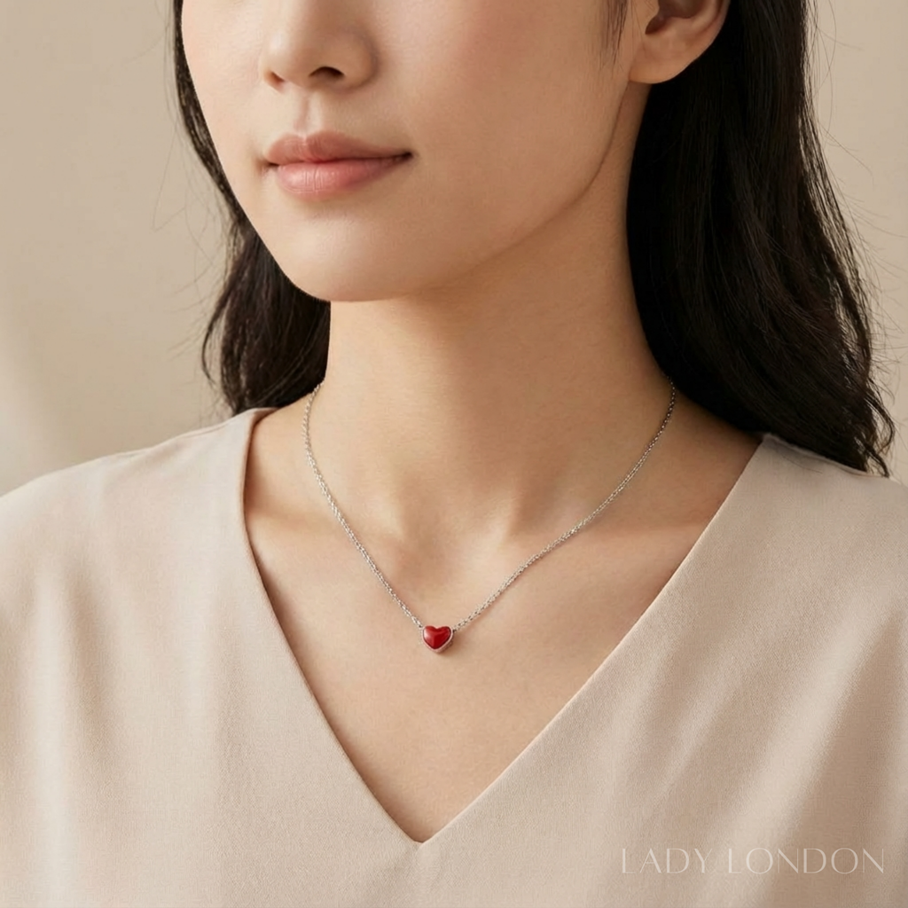 Ketting met hanger - Roestvrij staal - Hartvormig - 40 cm