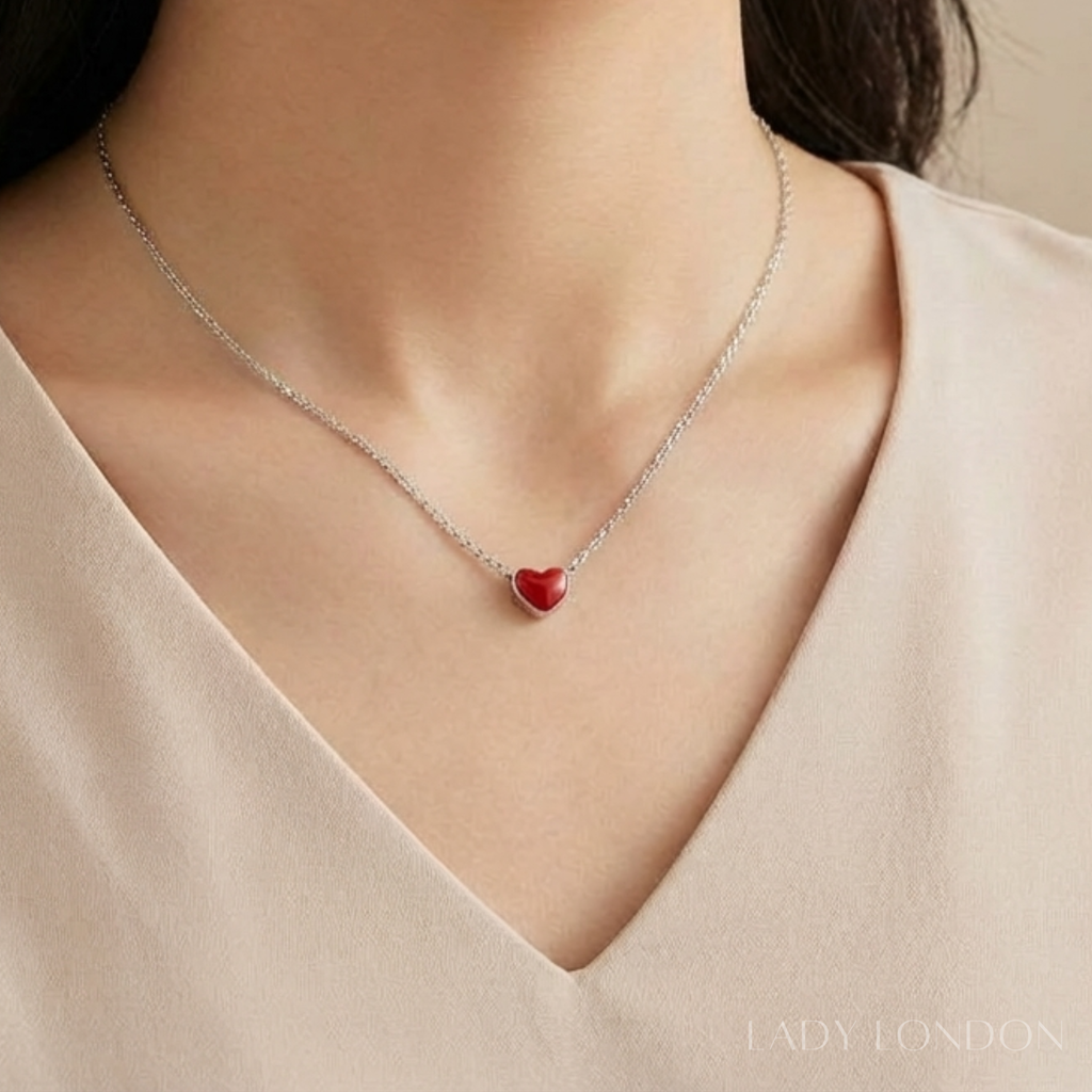 Ketting met hanger - Roestvrij staal - Hartvormig - 40 cm
