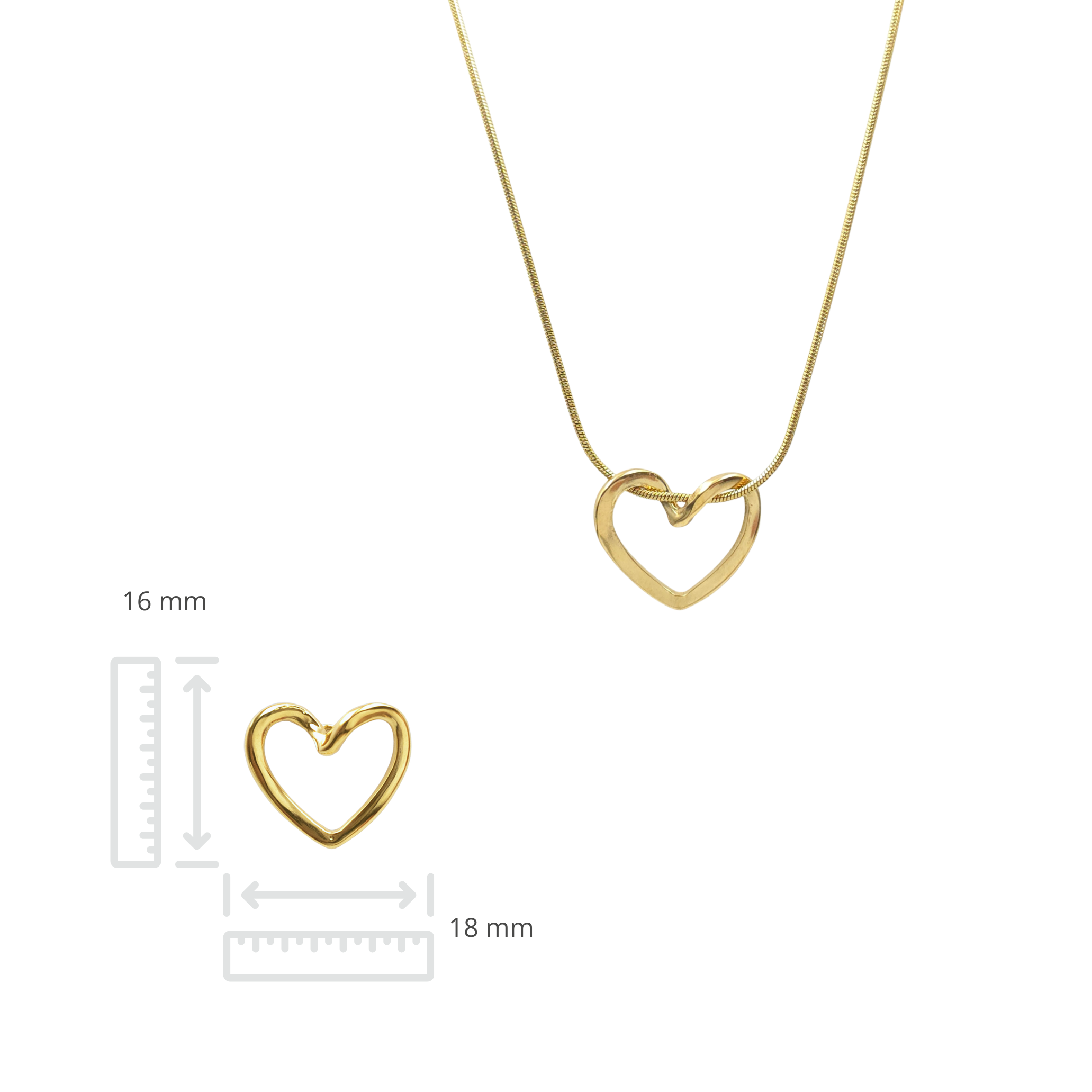 Ketting met hanger - Roestvrij staal - Hartvormig - 40 cm