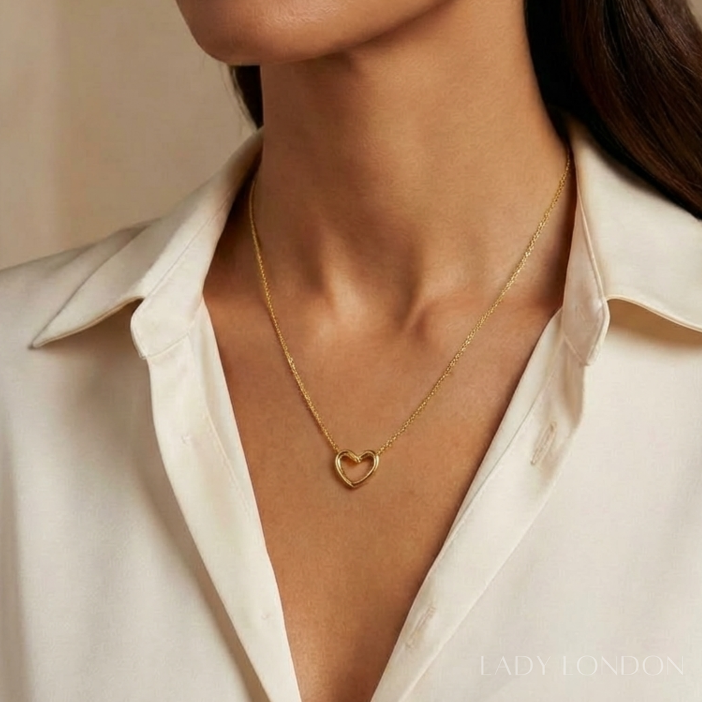 Ketting met hanger - Roestvrij staal - Hartvormig - 40 cm