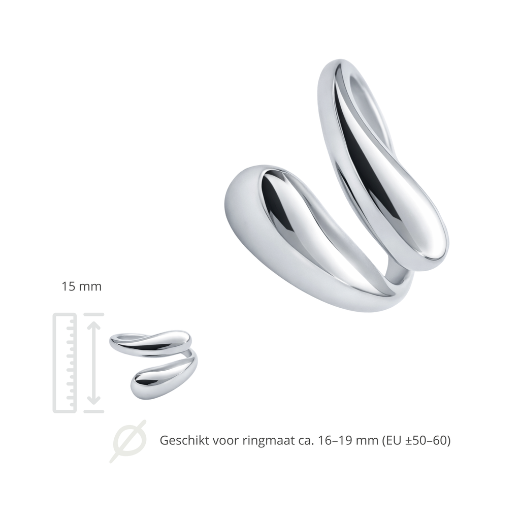Open ring - Roestvrij staal - Druppelvormig