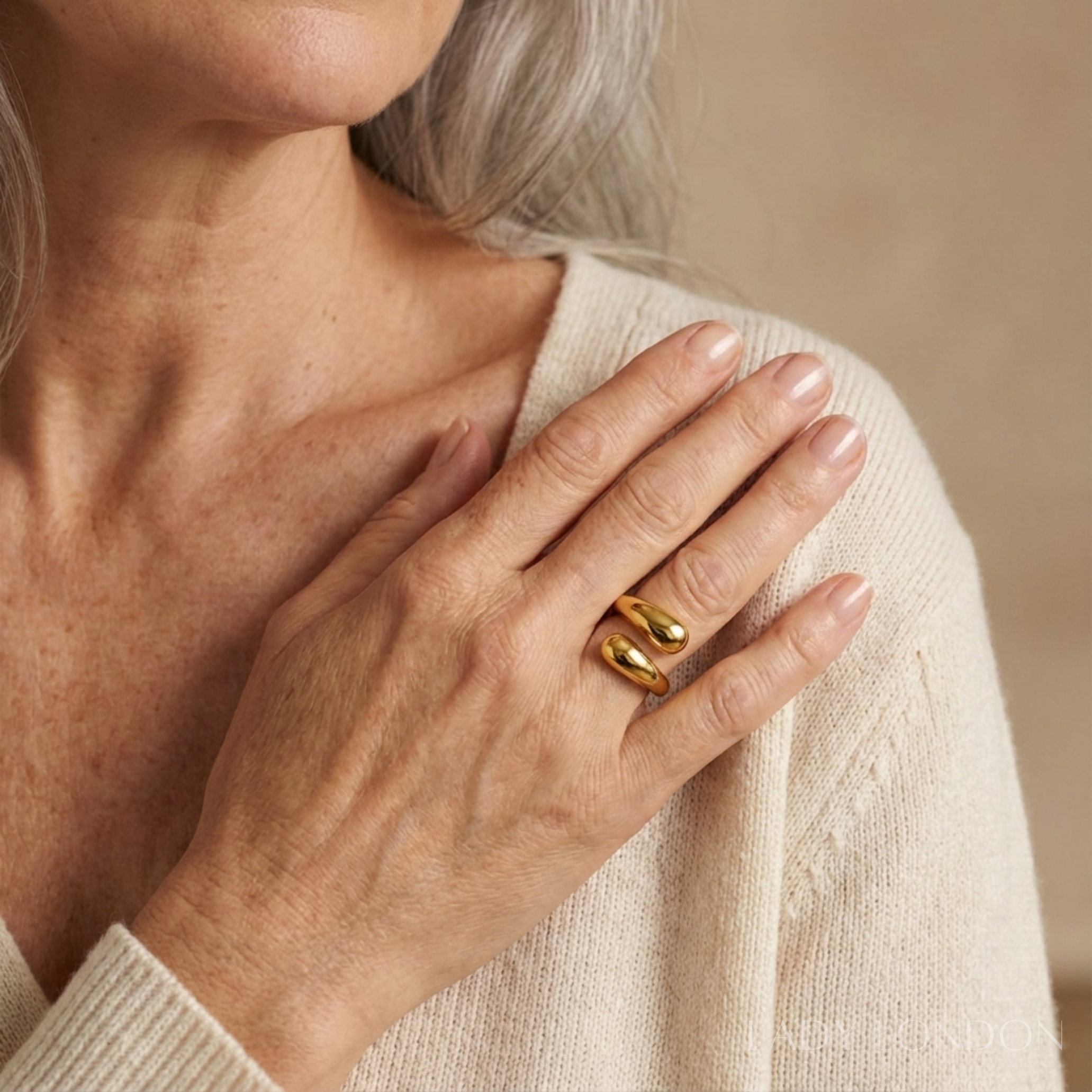 Open ring - Roestvrij staal - Druppelvormig