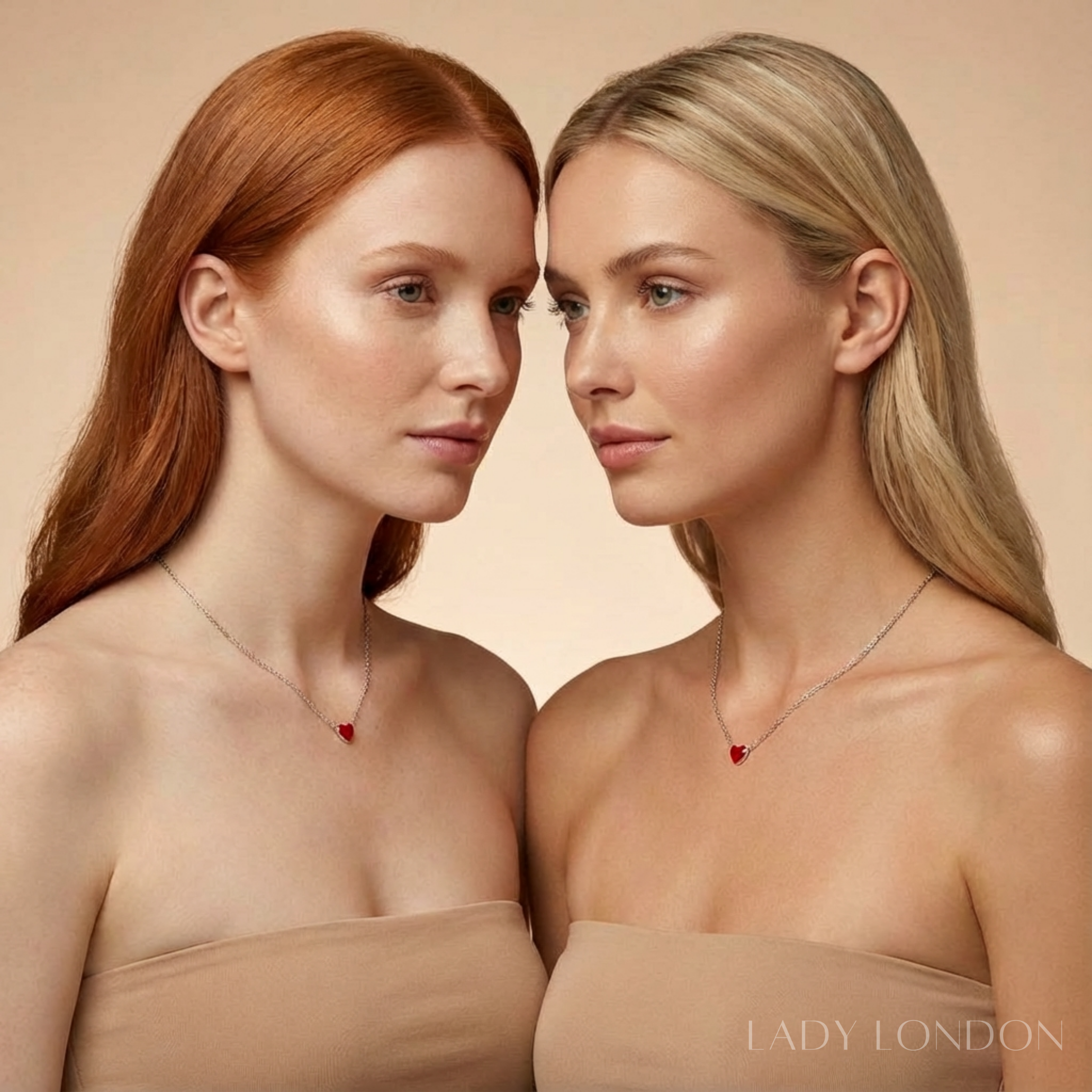 Ketting met hanger set - Roestvrij staal - Hartvormig - 40 cm