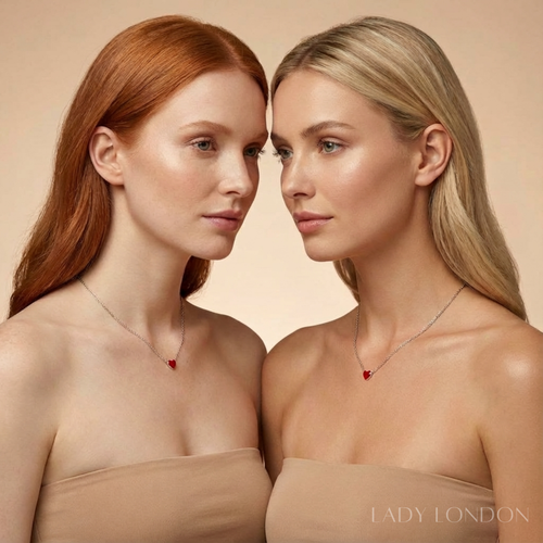 Ketting met hanger set - Roestvrij staal - Hartvormig - 40 cm