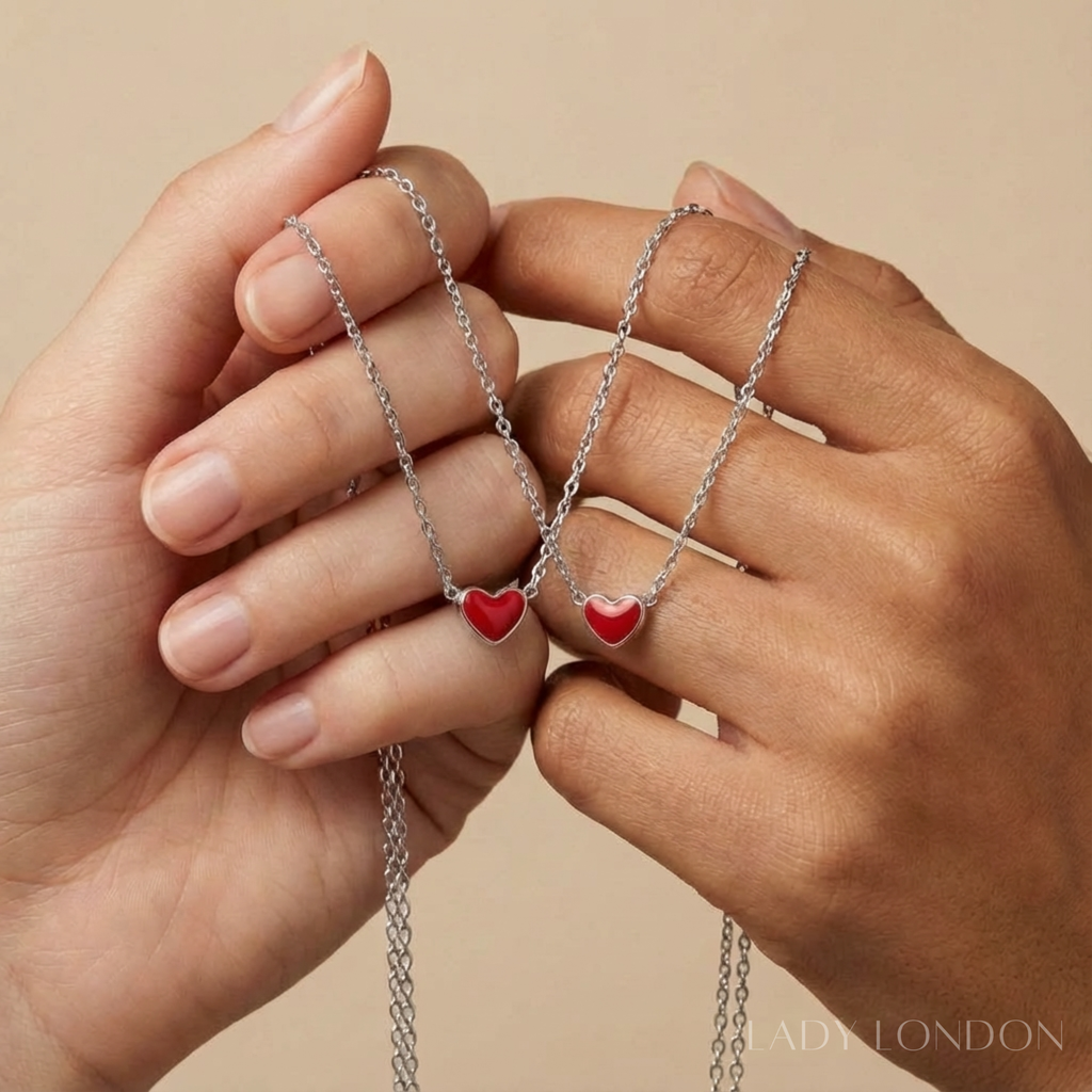 Ketting met hanger set - Roestvrij staal - Hartvormig - 40 cm