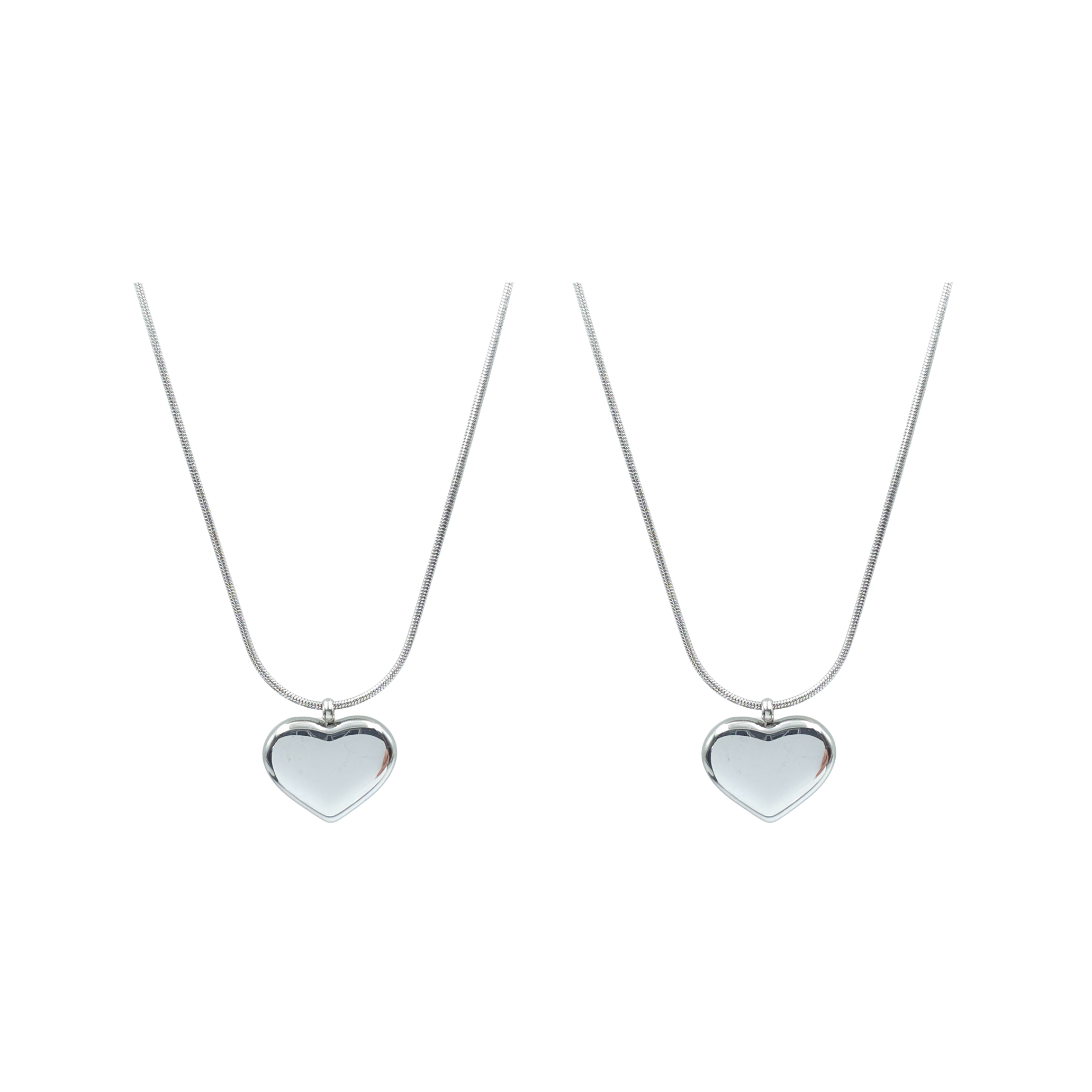 Ketting met hanger set - Roestvrij staal - Hartvormig - 45 cm