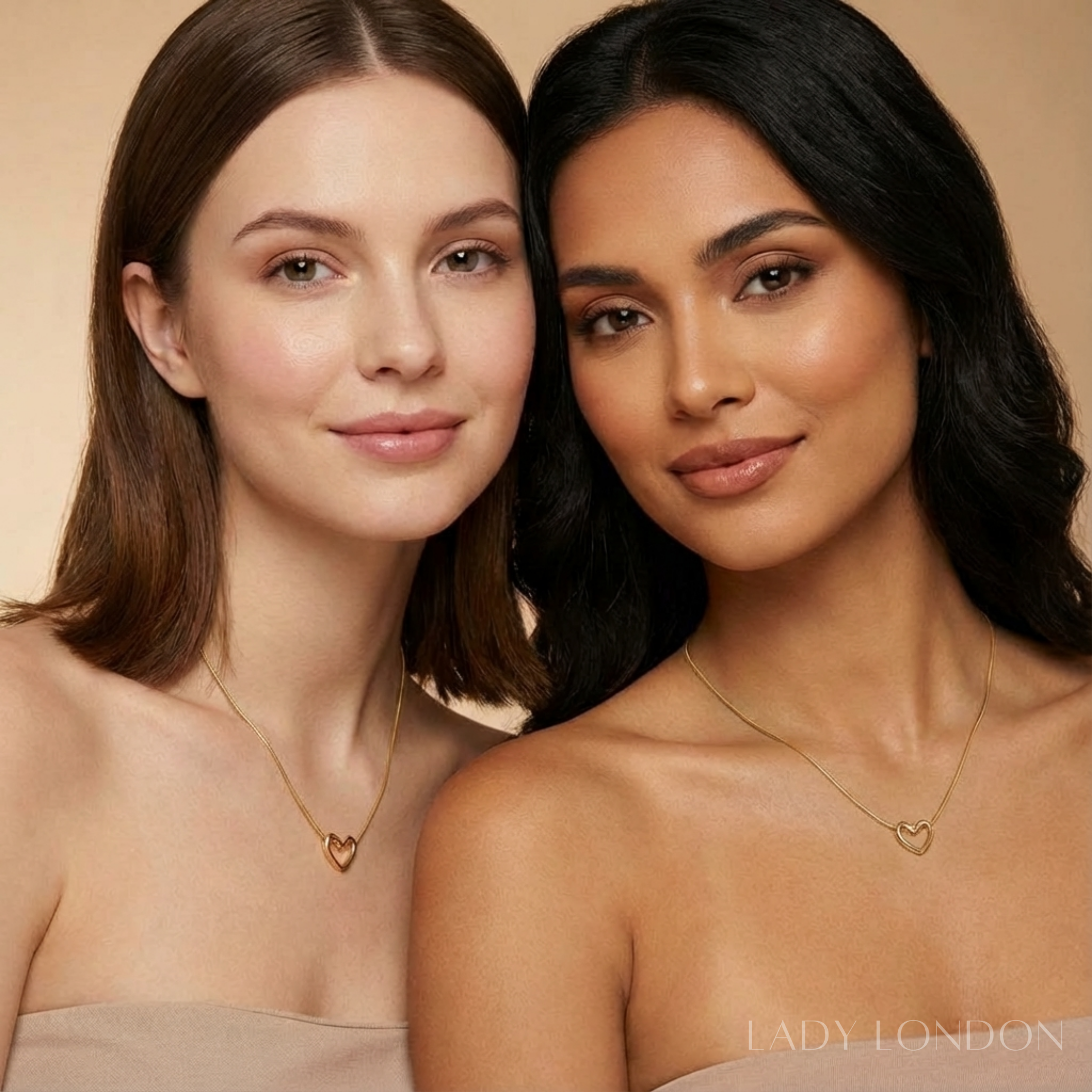 Ketting met hanger set - Roestvrij staal - Hartvormig - 40 cm