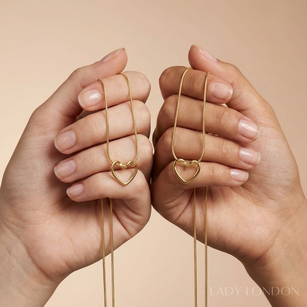 Ketting met hanger set - Roestvrij staal - Hartvormig - 40 cm