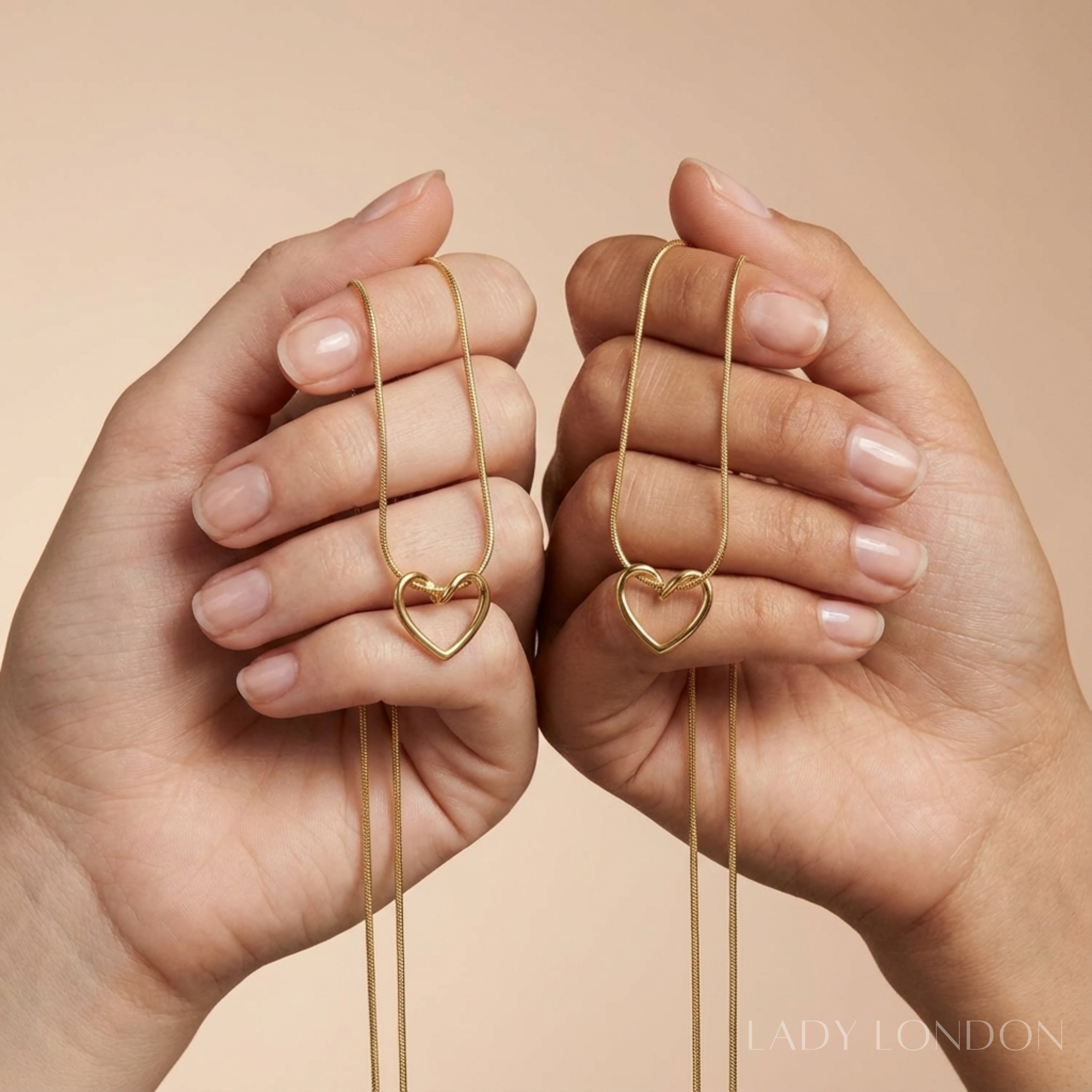 Ketting met hanger set - Roestvrij staal - Hartvormig - 40 cm